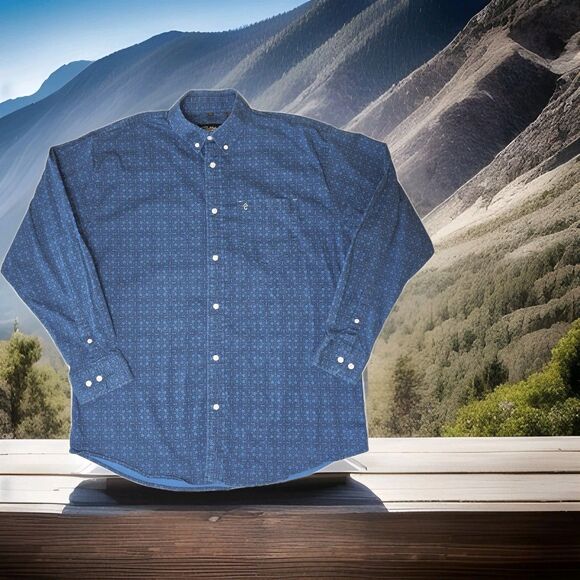 Rafter C ProFlex Mens Button Shirt‎ Blue Geometric XL - Picture 1 of 6